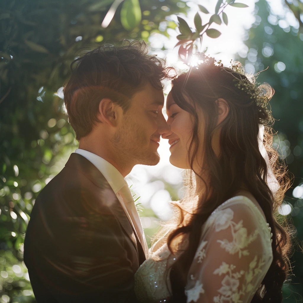 Bride and Groom looking at each other