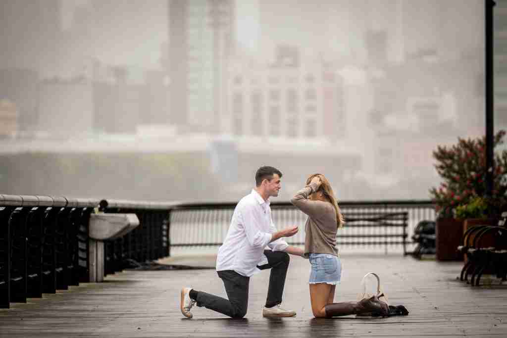 A beautiful proposal at Pier 13 in Hoboken, Photography by Alex Kaplan 