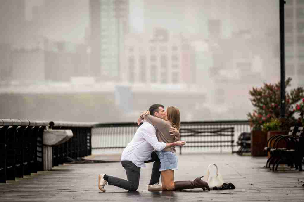 A beautiful proposal at Pier 13 in Hoboken, Photography by Alex Kaplan 