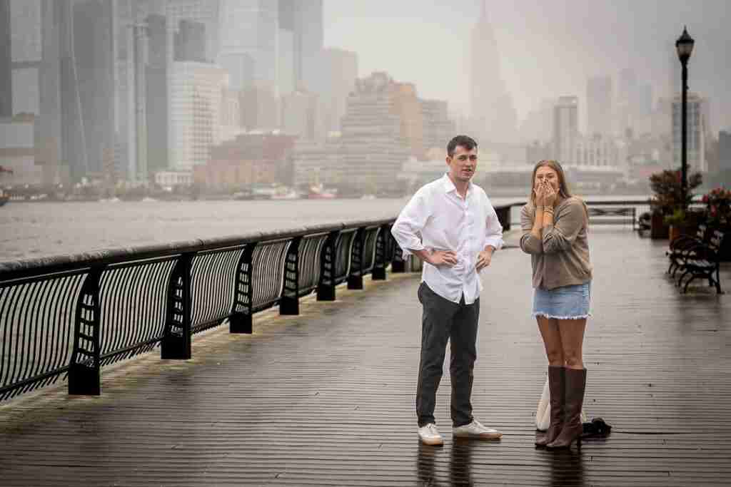 A beautiful proposal at Pier 13 in Hoboken, Photography by Alex Kaplan 