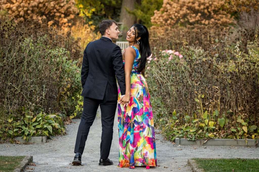 Proposal photo shoot turns into an engagement photo shoot at the Van Vleck House and Gardens in Montclair New Jersey