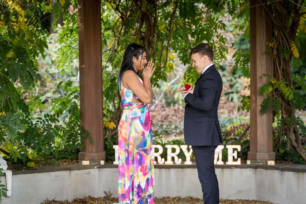 Proposal photo shoot turns into an engagement photo shoot at the Van Vleck House and Gardens in Montclair New Jersey