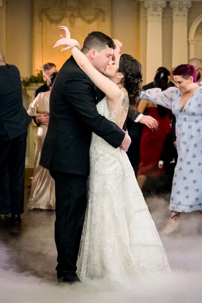 Bride and groom share a heartfelt kiss during their Park Savoy wedding