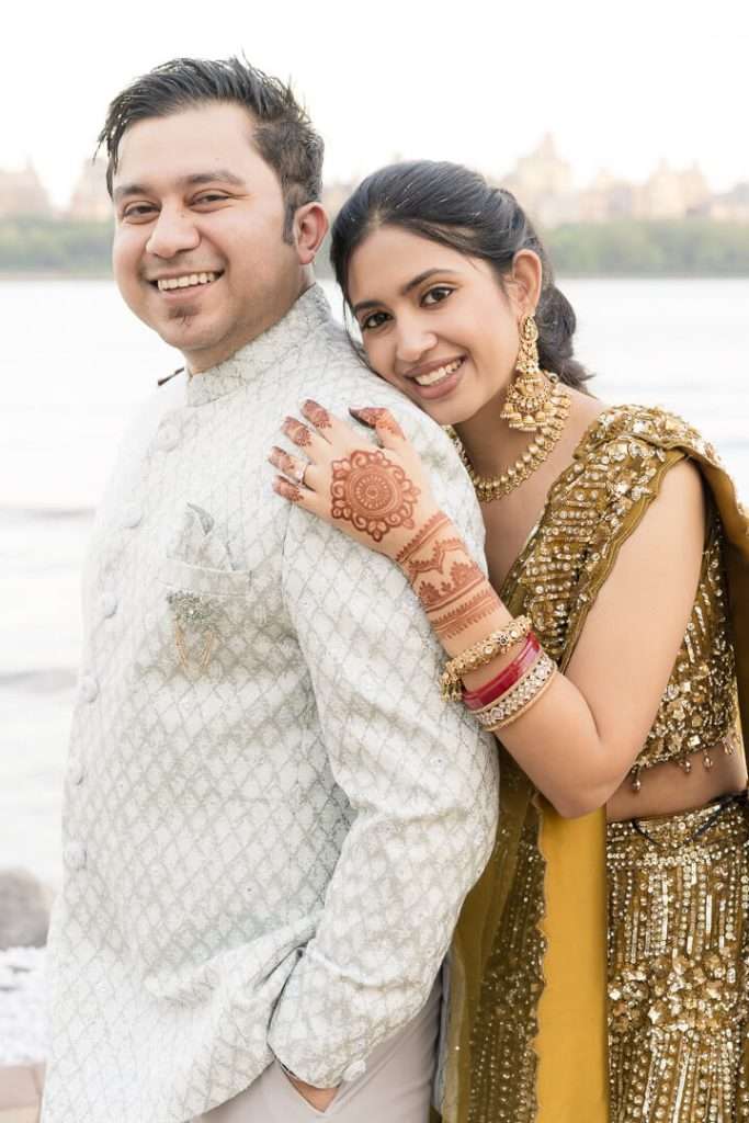 Close-up of couple laughing together during wedding reception at Waterside Restaurant in North Bergen NJ