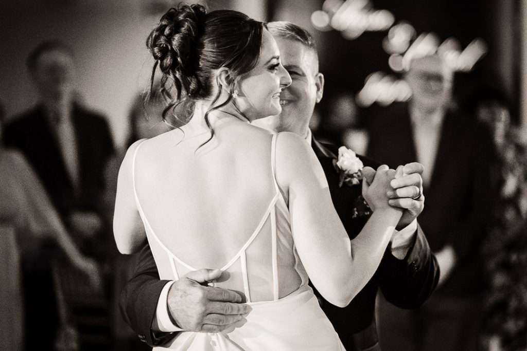  Bride sharing emotional first dance with father at The Mansion at Mountain Lakes