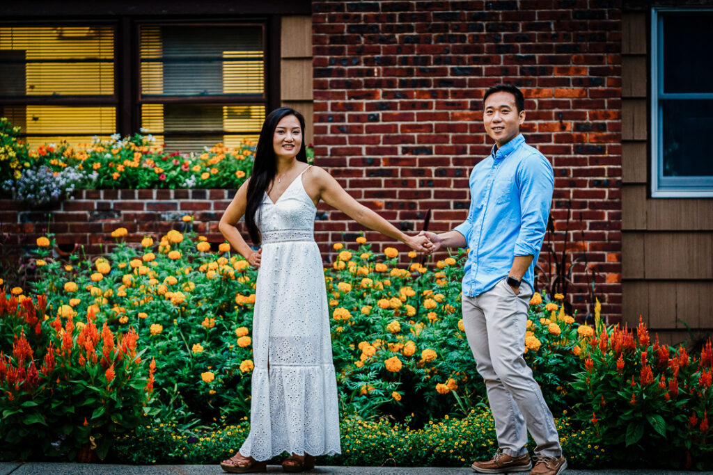 Engagement photos near historic greenhouse at Deep Cut Gardens Middletown
