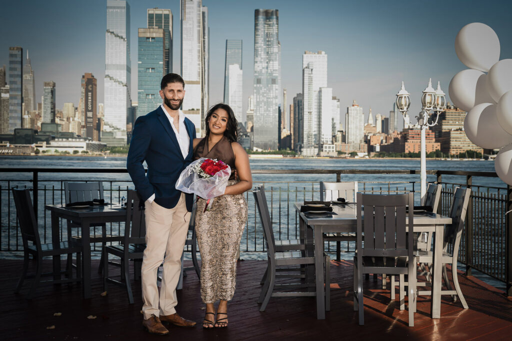 Chart House Weehawken rooftop dining area with Manhattan skyline by Alex Kaplan Photography