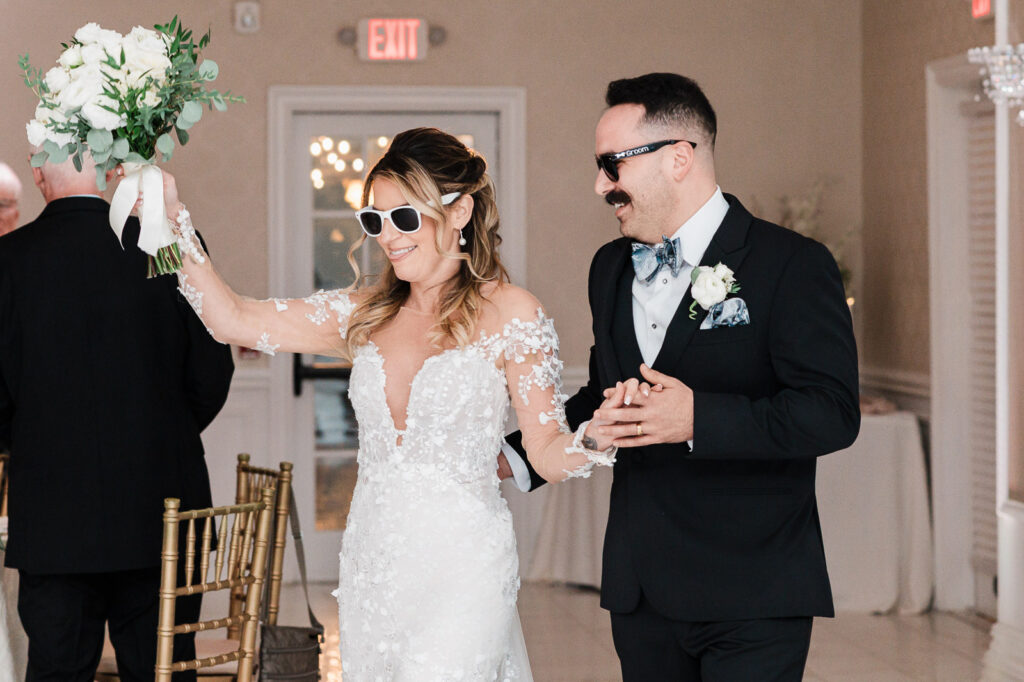 Romantic first dance with fog effect in elegant ballroom at The English Manor wedding