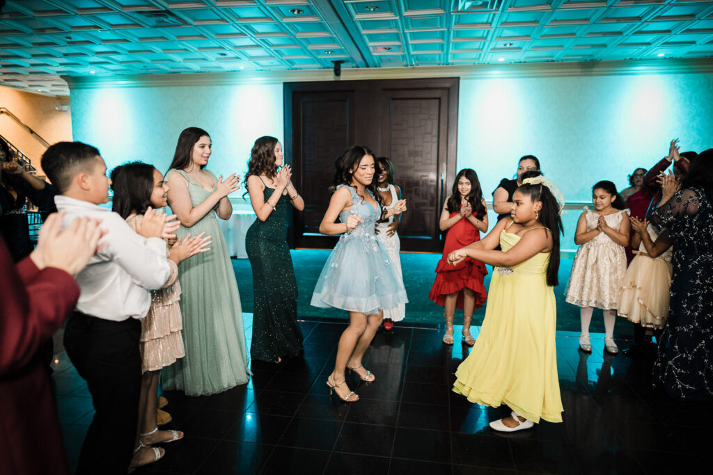 Guests dancing at The Elan Lodi NJ Sweet Sixteen celebration