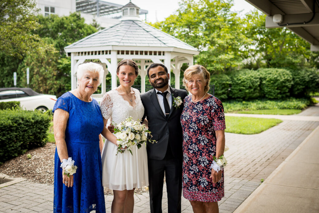Multi-generational portrait with grandmothers at Hackensack courthouse wedding by Alex Kaplan