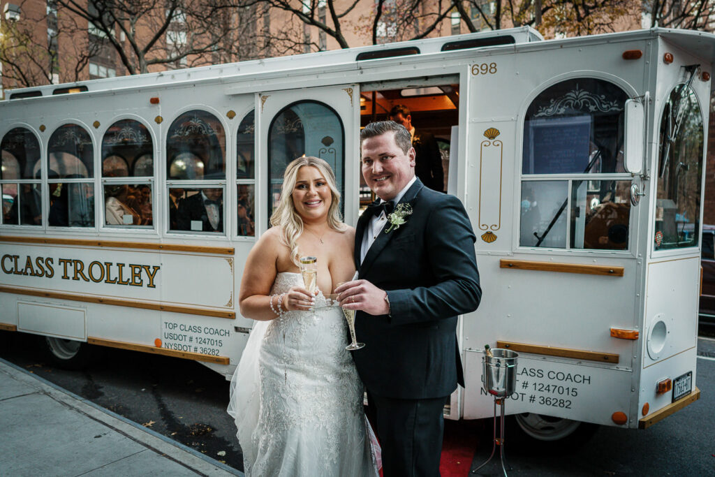 Champagne toast with Manhattan skyline at Midtown Loft & Terrace rooftop