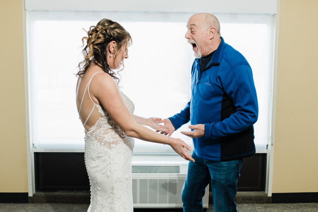 Emotional father daughter first look before ceremony at Windsor Ballroom New Jersey