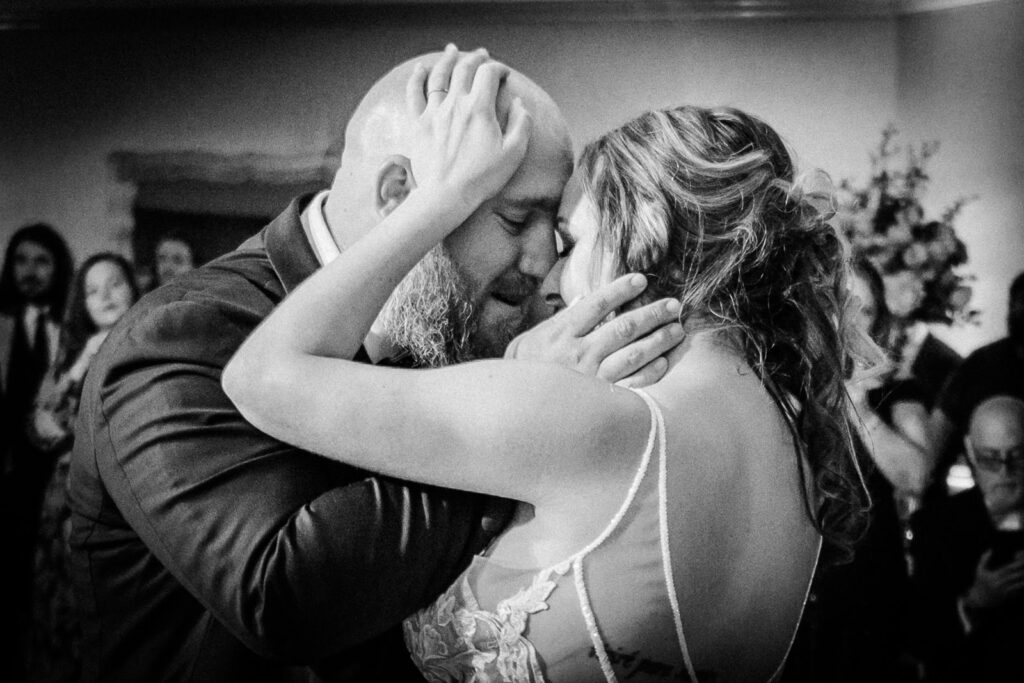 Black white intimate first dance moment Windsor Ballroom East Windsor reception