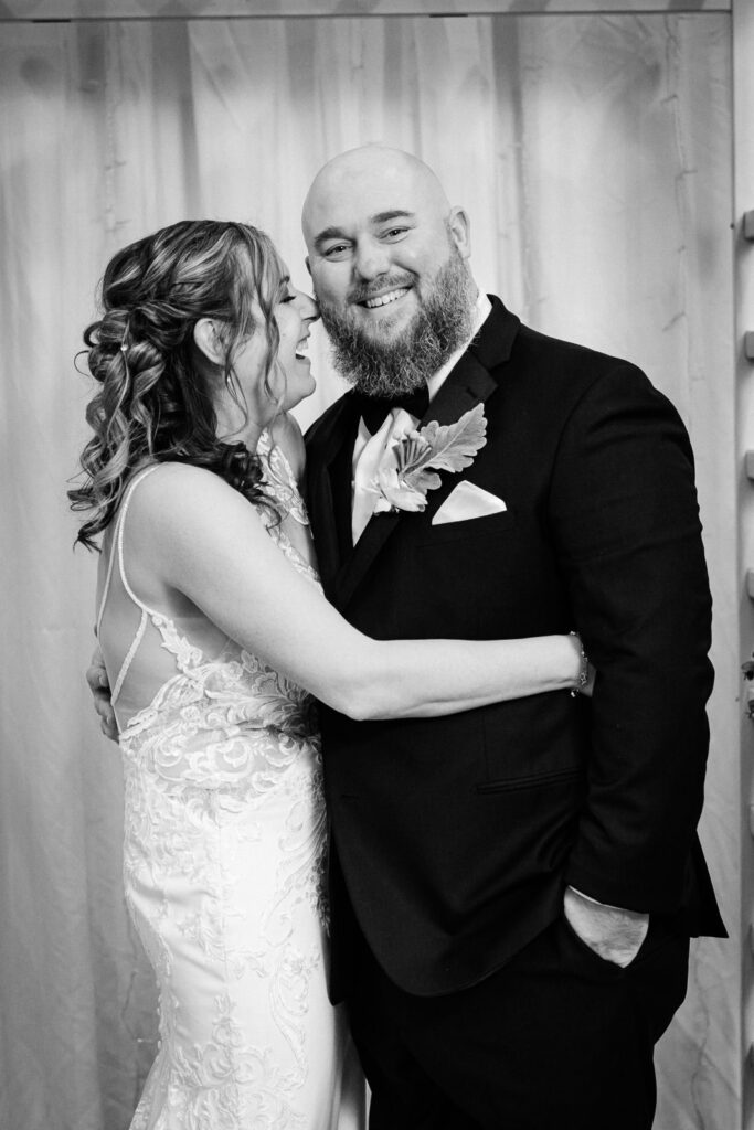 Black white intimate couple portrait Windsor Ballroom East Windsor wedding