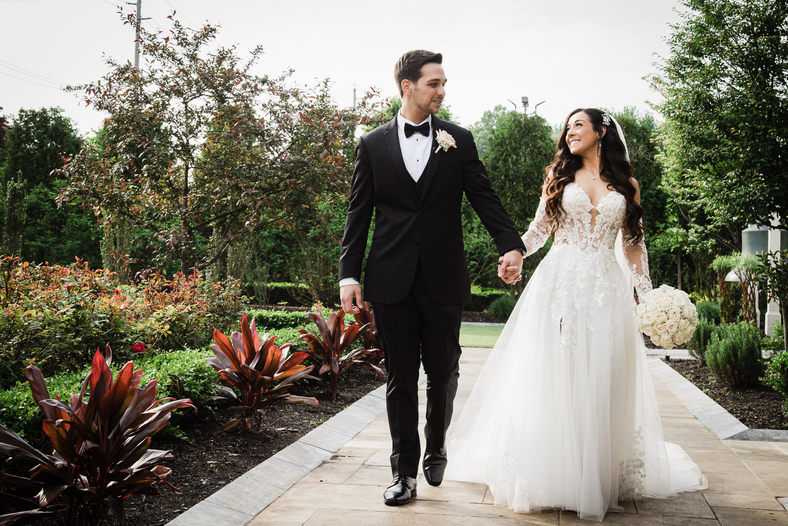 Bride and groom sharing a quiet candid moment during their Northern New Jersey wedding ceremony