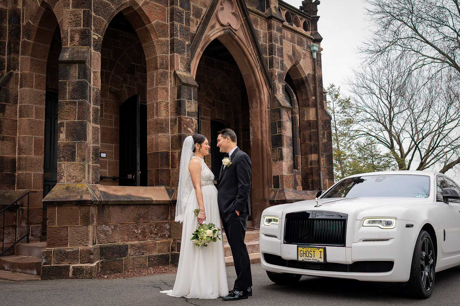 Couple portraits on a New York City street during golden hour wedding photography session