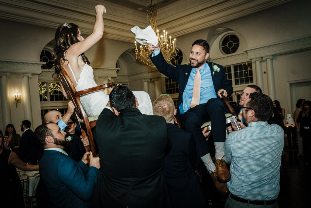 Jewish hora chair dance at Park Chateau Estate wedding reception East Brunswick NJ