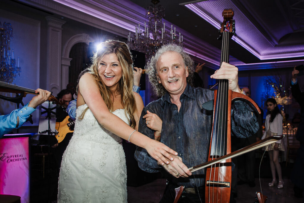 Bride with band at Rockleigh Country Club reception