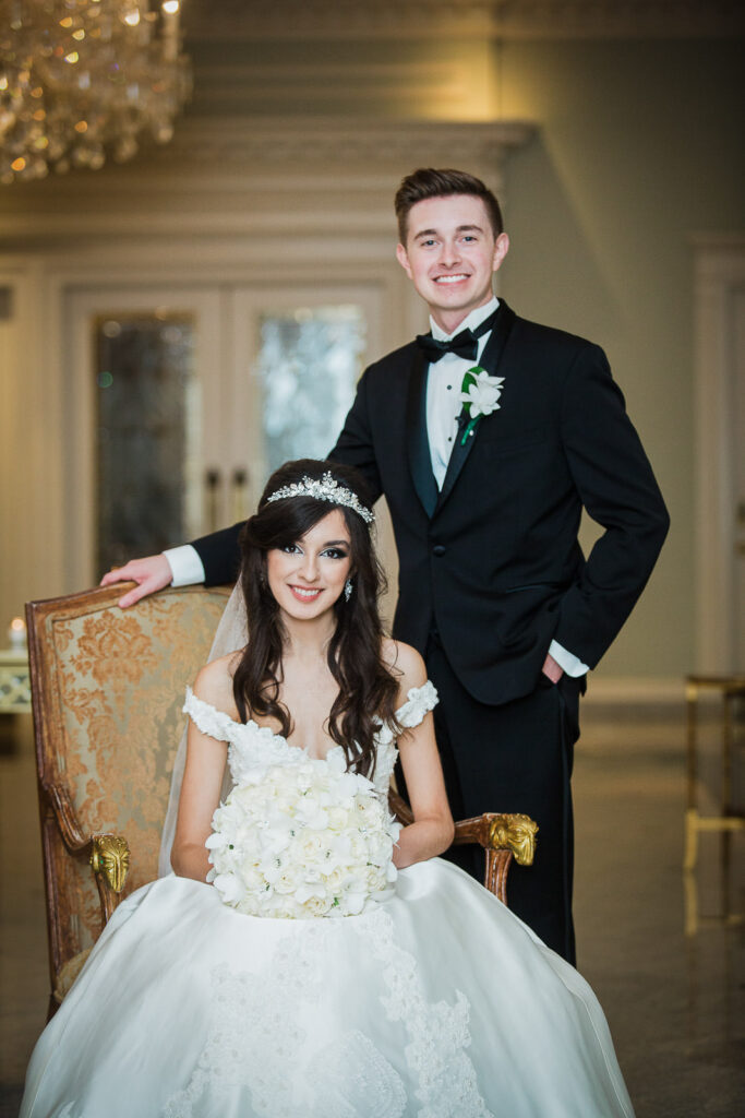 Formal bride and groom portrait at Rockleigh Country Club in Bergen County New Jersey