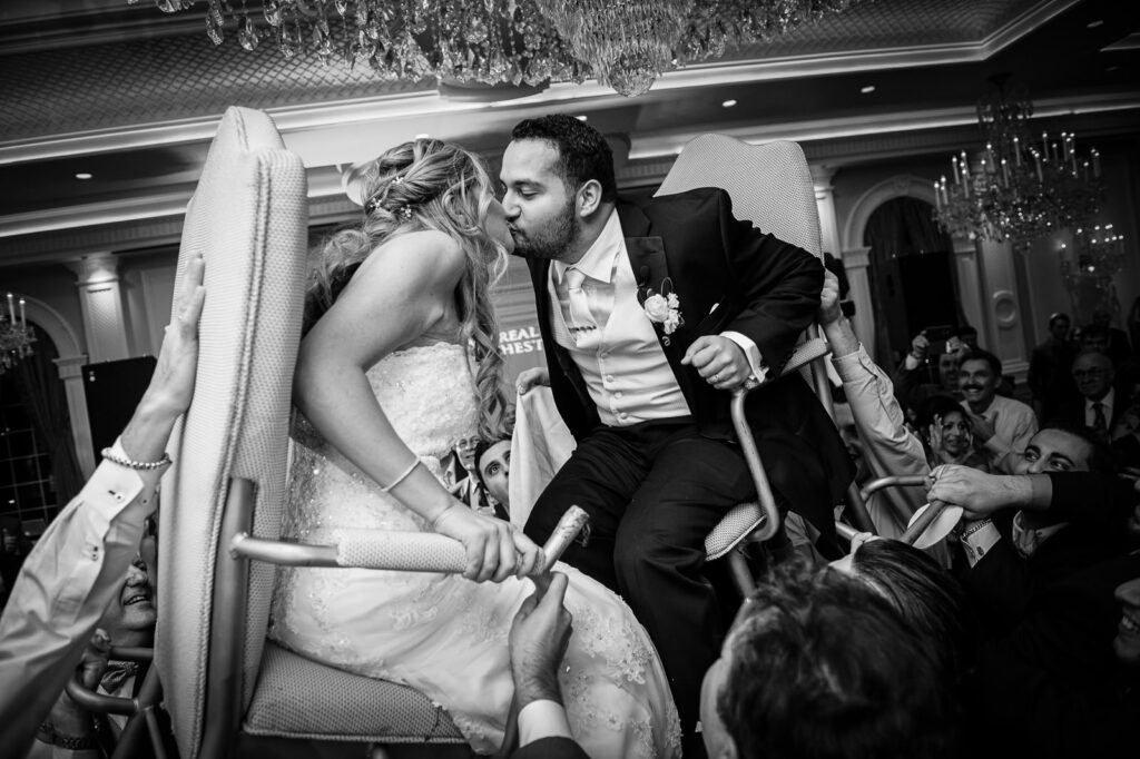 Couple during hora at Rockleigh Country Club Jewish wedding