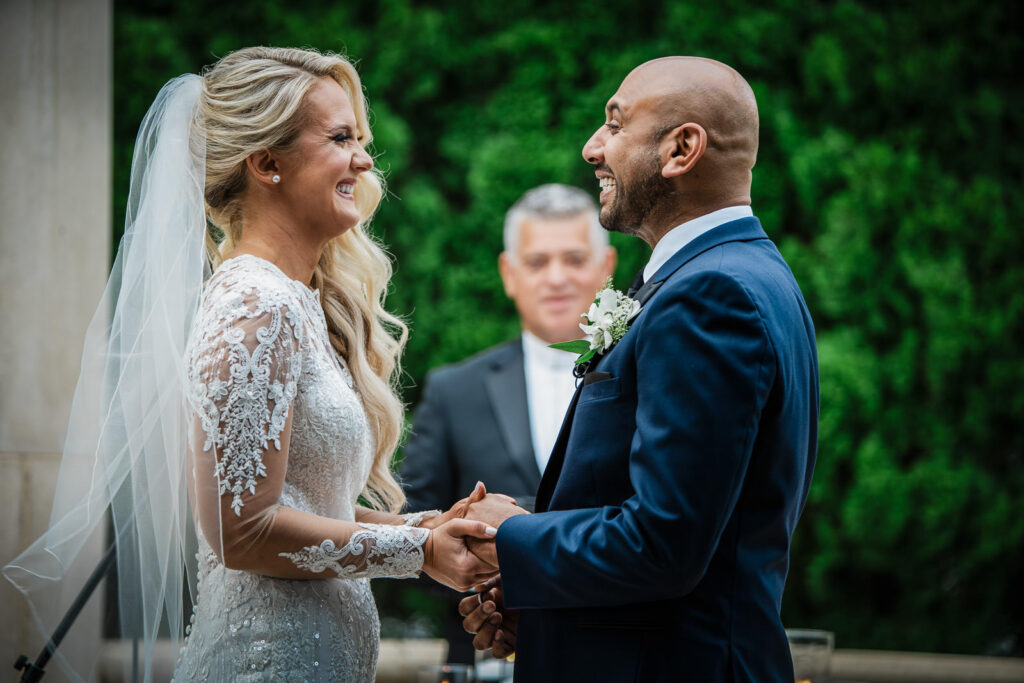 Intimate couple moment near gazebo at Rockleigh Country Club