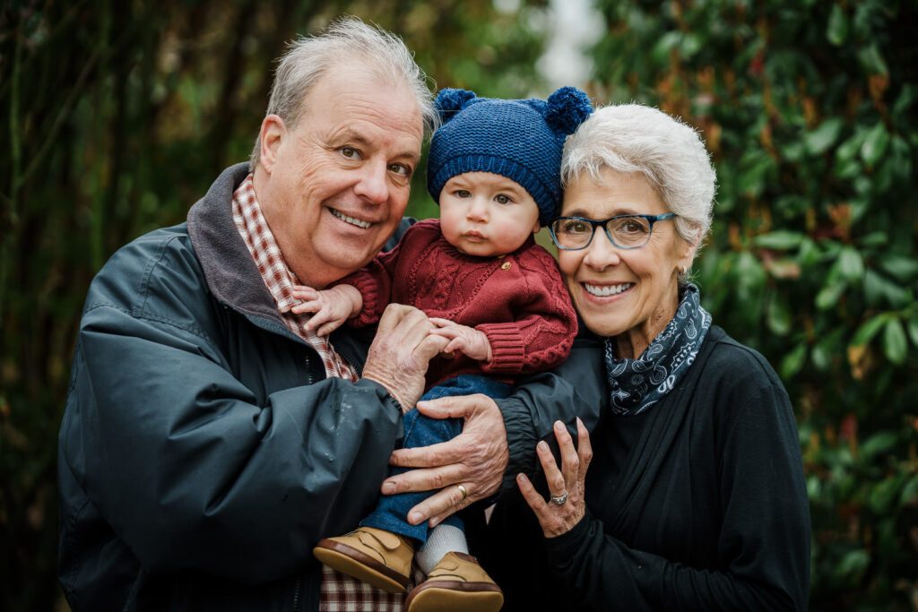 Grandparents with baby grandson at Knight Park in Collingswood NJ