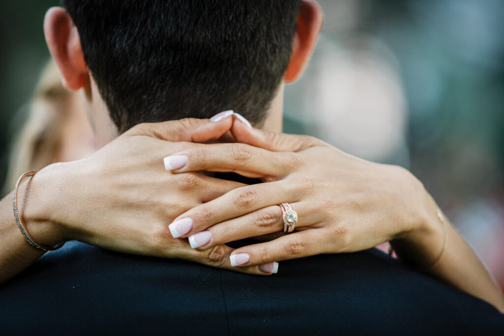 wedding ring detail close up crystal plaza wedding nj bride and groom