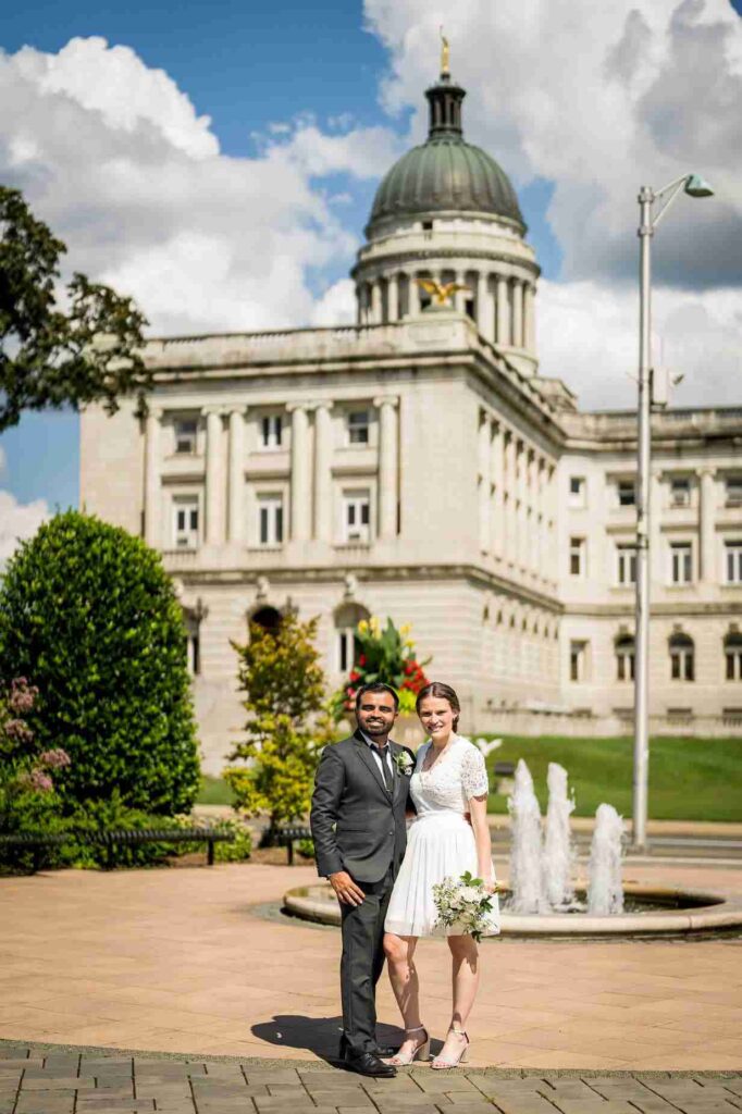 Historic Bergen County Court House facade and dome on Main Street in Hackensack NJ