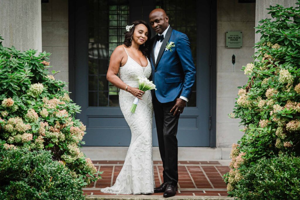 Allison and Pascal posing at the Van Vleck House entrance in Montclair NJ
